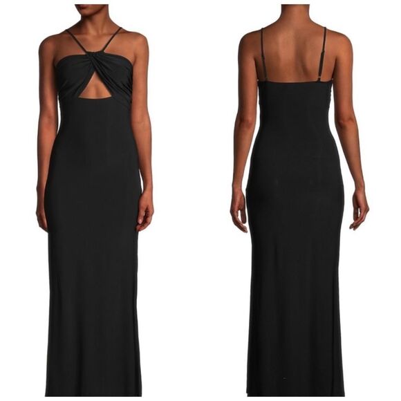 NWT bebe Sz XS Black Cutout Halter Maxi Dress Beautiful,Sexy & Classy Long Dress - Picture 1 of 17